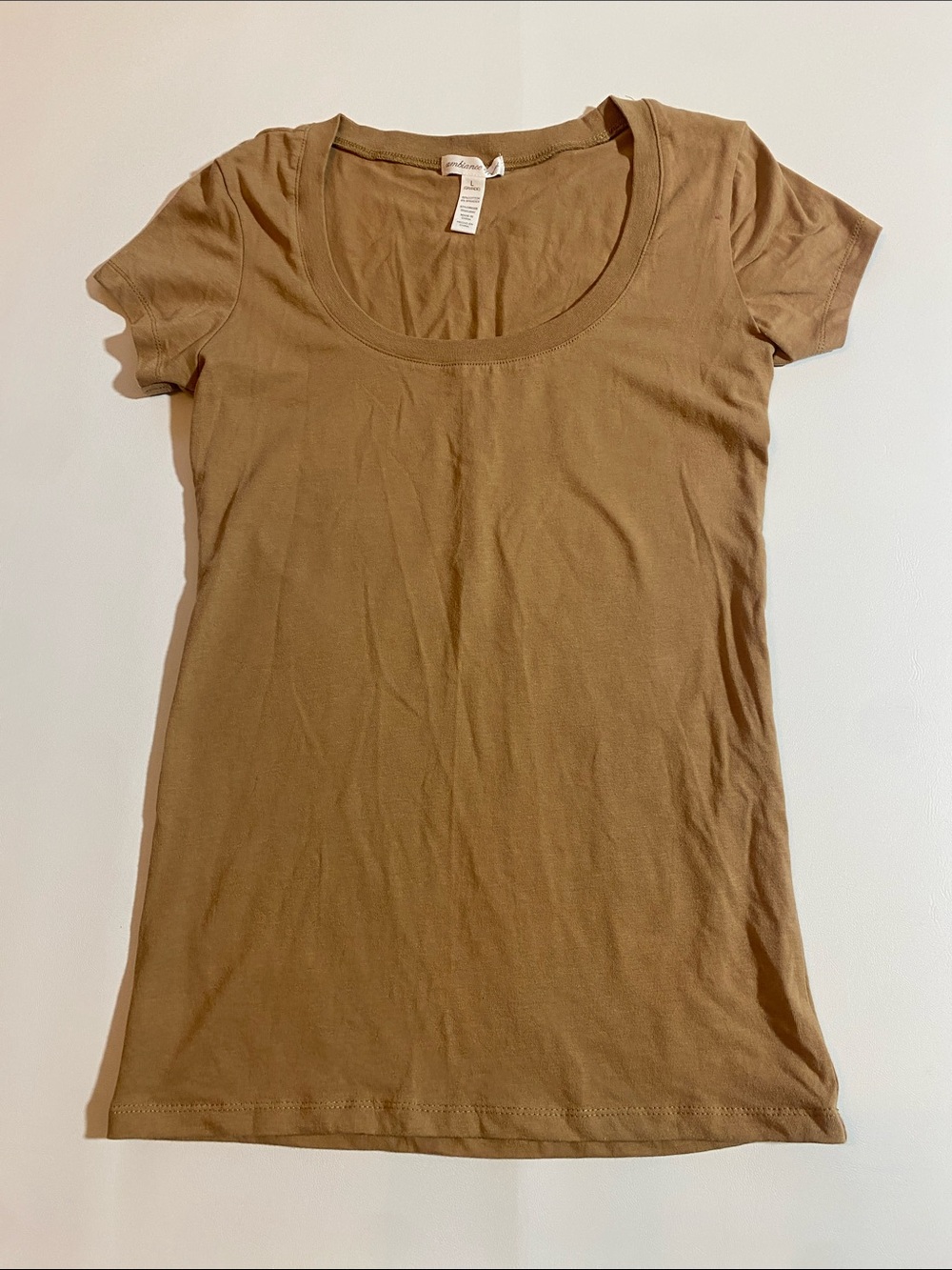 Ambiance Scoop Neck Short Sleeve Tee in Camel
